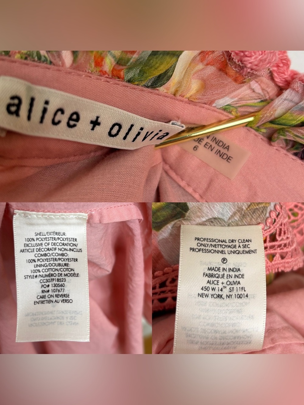 Alice + Olivia Brooke High Neck Maxi Dress Juniper Floral Rose Button Front 6 - Picture 8 of 16